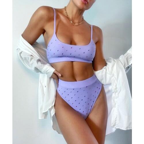 Swimsuit 2021 brazilian High Waist bikini Push Up swimming suit Swimwear Women Separate Bathing Suit Glass Drill Biquini