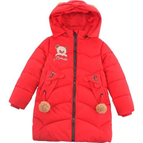 2021 Winter Children Coat Jacket Fashion Cartoon Thick Girls Hooded Coats Snowsuit 4-12Y Teenage Outerwear Parkas Kids Clothing