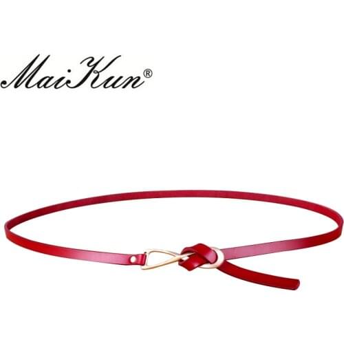 MaiKun Thin Belts for Women Original Leather Belt Buckle Female Belt for Dress