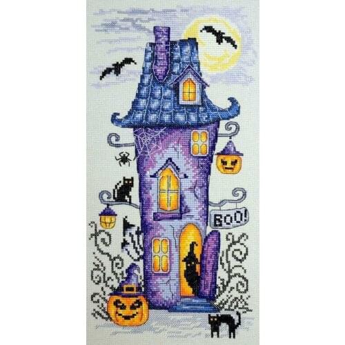 11/14/16/18/22/25/28ct Beautiful Lovely Counted Cross Stitch Kit Halloween House Pumpkin Lantern Black Cat Free Shipping