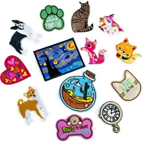 50pcs/Lot Embroidery Patches Letters Clothing Decoration Accessories Animal Drifting Bottle Diy Iron Heat Transfer Applique