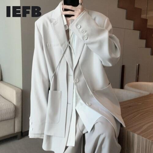 IEFB Niche Clothes Fake Two Pieces Suit Coat Mens Autumn New Korean Loose High Quality Single Breasted Quality Elegant Blazers