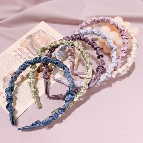 2021New Women Colorful Hair Hoops Folds Simple Hairbands Elegant Decorate Headband Hair Tie Headwear Fashion Hair Accessories