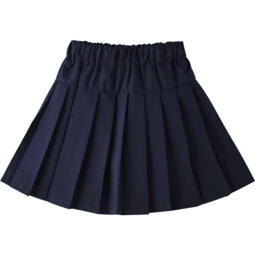 Girlssolid color pleated college style skirts elementary and middle school students skirts 2021 summer and autumn elasticskirts