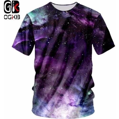 OGKB Summer 3d Colorful Galaxy Space T Shirt Printed T-shirt Men Funny Clothing Harajuku O Neck Tee Shirt Casual T Shirts 7XL