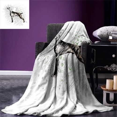 Hunting Decor Throw Blanket Sketch of Weimaraner Dog Canine on Grungy Abstract Backdrop Artwork Warm Microfiber