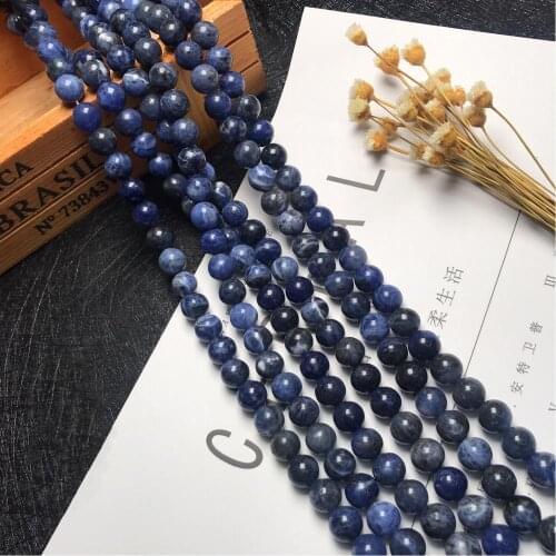 Wholesale classic Blue pattern stone 6mm 8mm Beads Pick Size Loose Bead For Making DIY charm bracelets vogue Jewelry 15