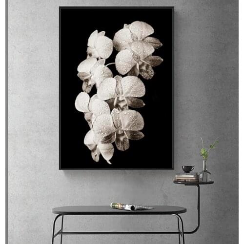 Refreshing Minimalist Black and White Flowers Canvas Painting Lily Prints and Poster Wall Art Picture for Living Room Home Decor