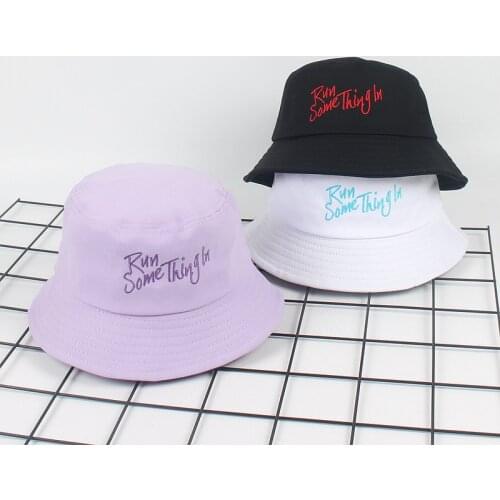 New Fisherman Hat Womens Summer Bucket Hat Embroidery Cute Outdoor Beach Sun Protection Hat Literature Letter Unisex Panama Cap