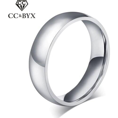 CC Lovers Couple Rings For Women And Men 6mm & 8mm Titanium Steel Classic Wedding Simple Ring Top Quality Anel Anillos CC928c