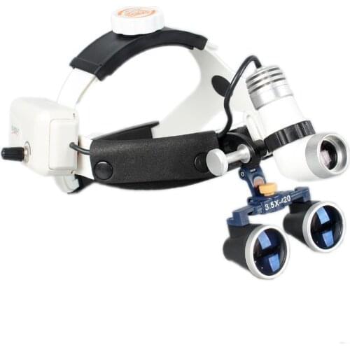3.5X Medical Dental Surgery Magnifier with Condensing LED Headlight with Aluminum Case Wearing Portable Magnifier