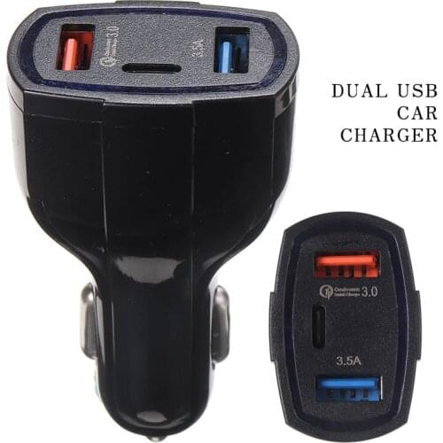 Portable Type-C Car Charging Socket Adapter Universal Dual USB Ports Car Chargers For Mobile Phone Chargers Accessories