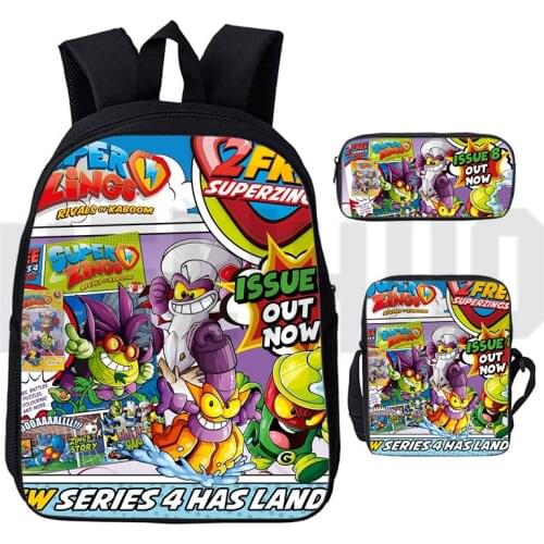 Super Zings Series 4/5/6 Backpack Children 3D Print Anime Schoolbags Teenager 3 Pcs/Set Harajuku Superzings Shoulder Pencil Bag