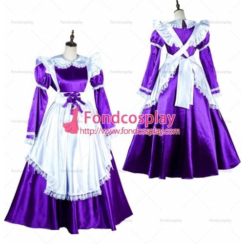 Lockable Sissy maid Satin long dress Uniform cosplay costume Tailor-made[G2004]