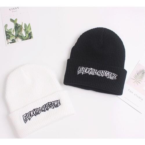 Hat Men Women FUC Awesome Embroidery Winter Beanies Knit Turban Skullies Streetwear Hip Hop Bone 2019 Korean Bini Czapka Zimowa