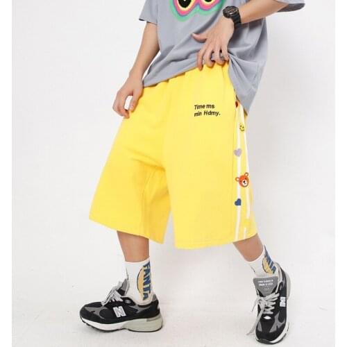 EukaaRu Love Bear Embroidered Shorts for Men Hip Hip Street Trend Drawstring Short Pants Casual Love Capris Women Oversized