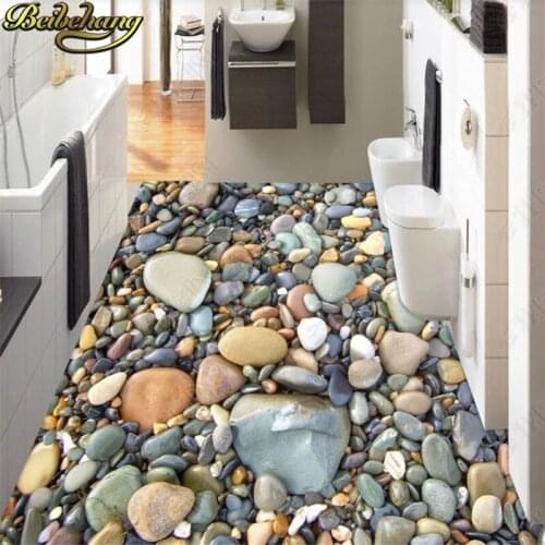 Beibehang Modern sticker 3D floor painting bathroom mural HD color natural stone non-slip waterproof thickened PVC Wallpaper
