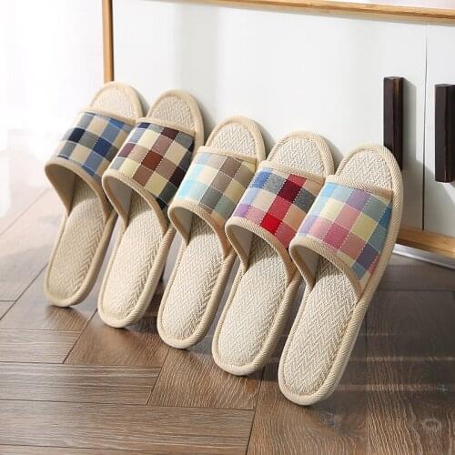 Women Men Cotton Linen Slippers Indoor Anti-slip House Floor Shoes Spring Summer Casual Soft-soled Flax Slipper Female Sandals