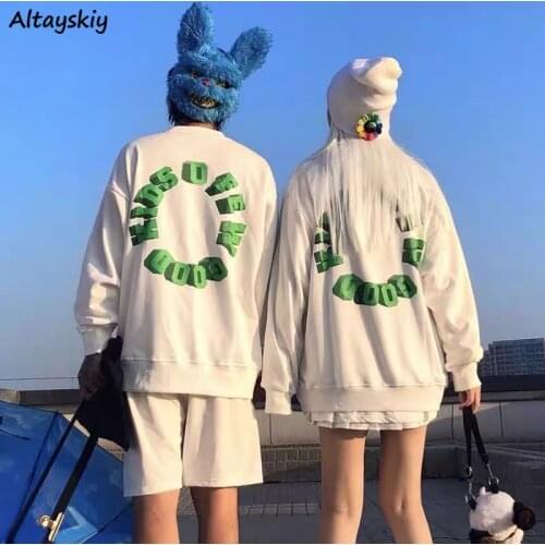 Harajuku Hoodies Women Oversize 3XL Ins Chic BF Style Fashion Teens Oversized Sweatshirt Popular Simple College Couples Clothing