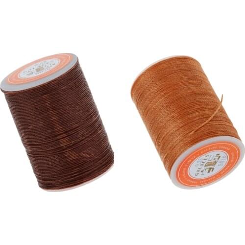 2 Pcs 123yards Leather Sewing Waxed Thread Cord for Leather Craft DIY 0.55mm Light Brown&Dark Brown