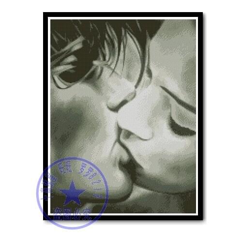 Top Quality nostalgic romantic counted cross stitch kit kissing kiss love forever lover couple