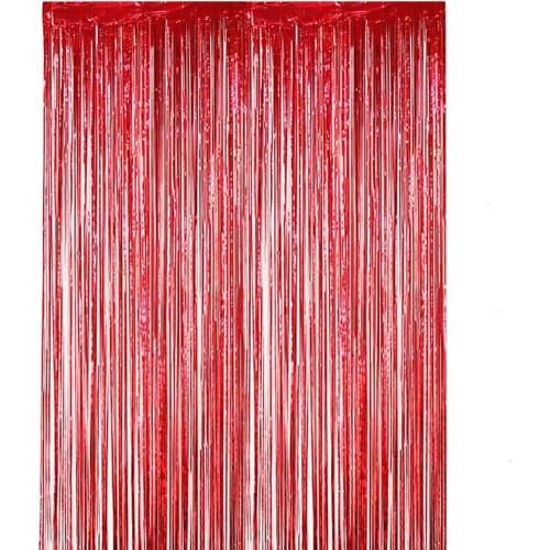 Shiny Foil Curtain, Fringe Curtain with Double-sided Adhesive Tape for Birthday Party, Wedding