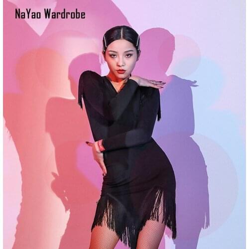 2020 New L9685 Tassel Bare Back Sexy Latin Dance Dress Women Performance Costume Latin Ballroom Dresses Latino Dancewear