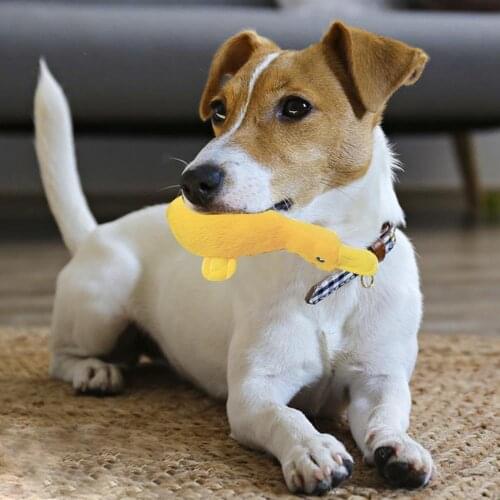 Pets Chew Toys Screaming Duck Squeeze Sound Toy Cotton Super Durable Funny Squeaky Yellow Plush Duck Dog Teeth Cleaner Toy