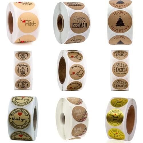 1Inch Round Hand Made with Love Sticker for Handmade Home Made Label Stickers Gift Bakery Canning Bottle Bag Namecard Retail