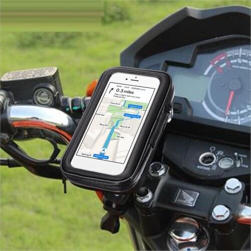 1PC Black Motorcycle Bike Bicycle Waterproof Cell Phone GPS Case Bag Handlebar Mount Holder Stand Support