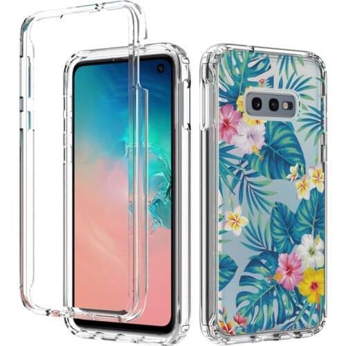 100Pcs/Lot 360 Full Body Clear Flower Phone Case For Samsung Galaxy Note 20 Ultra S10E S20 FE S21 PC + TPU Bumper Flexible Cover