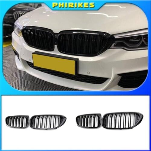 2PCS Car Racing Grill Meteor Diamond Star Style Front Kidney Grille Bumper For BMW 5 Series G30 G31 G38 520i 530i 540i 2018 2019