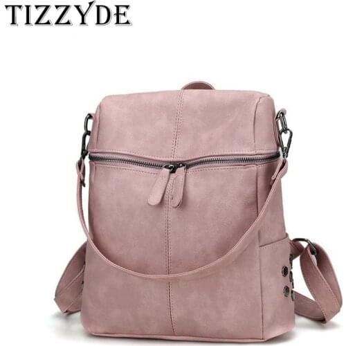 2018 New Fashion Vintage Women Simple Style Solid PU Leather Backpacks For Teenage Girls Backpacks ZJL01-C