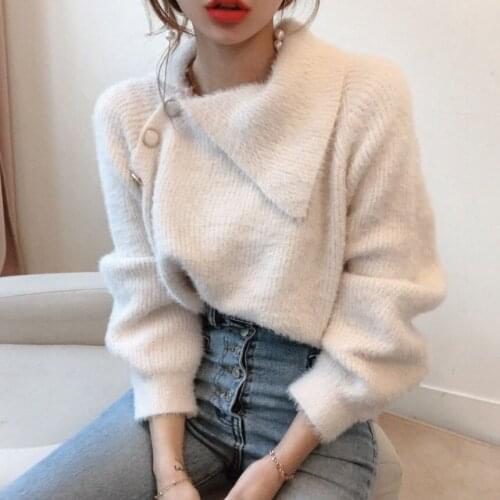 2021 Women Sweater Pullover Female Knitting Overszie Long Sleeve Loose Elegant Knitted Thick Outerwear Womens Winter Sweaters
