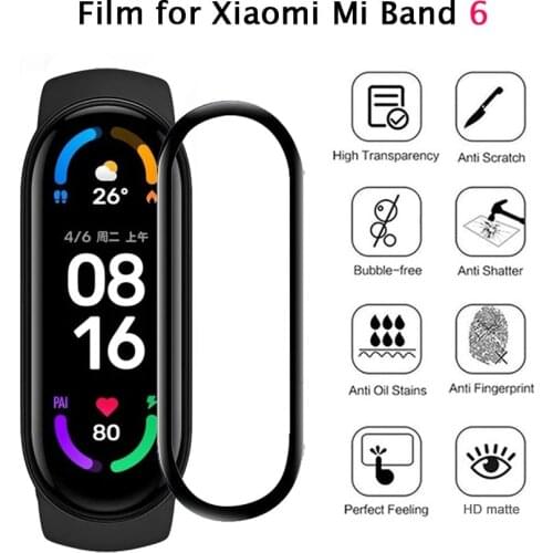 3D Curved Screen Protector for Xiaomi Mi Band 6 Film Full Cover Soft Glass Protective Film for Mi Band 6 5 4 Wristband Accessory