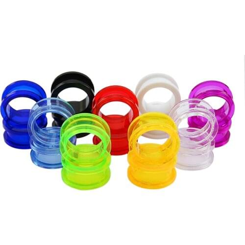 9Pairs/Lot Clear Acrylic Double Flare Screw Flesh Tunnel Mixed Colors Hollow Saddle Ear Plug Unisex Gauges Sets Piercing Jewelry