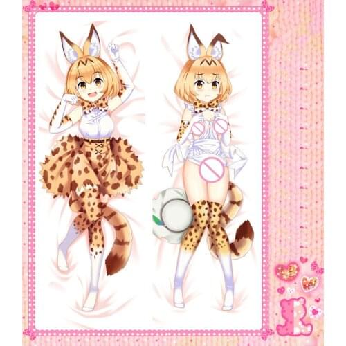 Anime Cartoon Kemono Friends Leptailurus serval Bolster Hugging Peach Skin 2 Way Pillow Case Pillow Cover Pilllowcase Gift 78049