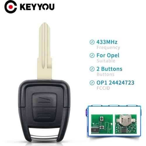 KEYYOU Car Remote Key ID40 Chip OP1 24424723 For Opel Vauxhall Astra Vectra Zafira Omega 3 Frontera 433MHz 2 Button