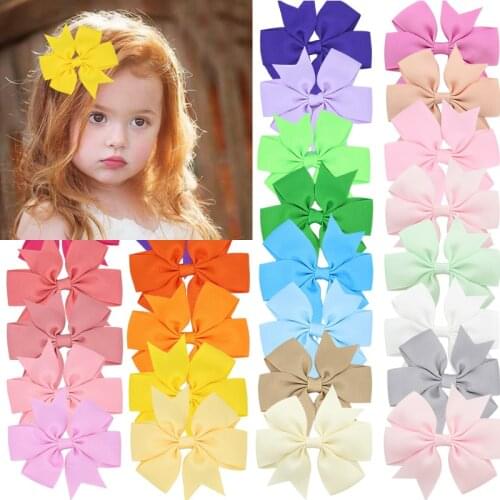 10PCS/lot 8CM Hot Sell Solid Hair Bows for Girls Colorful Hair Accessories Bow Knot Boutique Hairpins For Kids Fashion Headwear