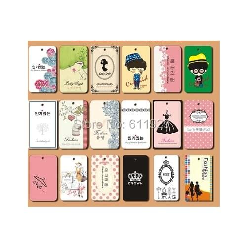 Free shipping 500 pcs a lot customized clothing paper hang tag/printed labels/garment printed tags/trademark/dress swing tags