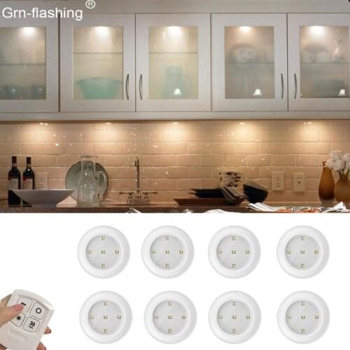 LED Under Cabinet Kitchen Light Wireless Remote Control Light Battery Power Wall Lamp for Bedroom Closet Kitchen Wardrobe Lamps