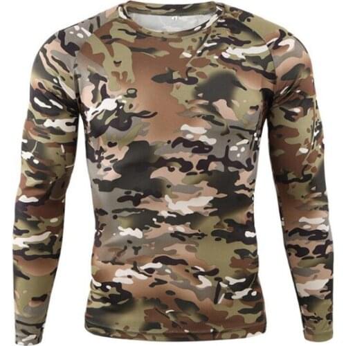 Quick Drying Long Sleeve T-shirt Men Autumn Outdoor Bike Running Fitness Mountaineering Bicycle Round Neck Camouflage T Shirts
