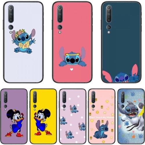 Phone Case Stitch Micky Mouse Duck Disney Phone Case For xiaomi mi11 5g 10 liti Ultra 9Pro SE 3 8 Note Anime Black Cover Silicon