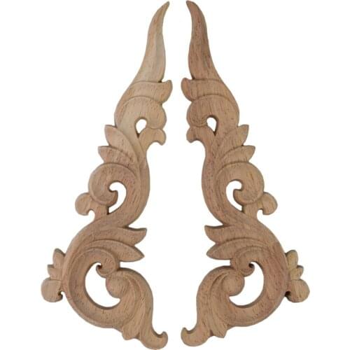Long Wood Appliques Woodcarving Decal Carved Furniture Vintage Home Decor Maison Accessories Figurines Miniatures Decoration