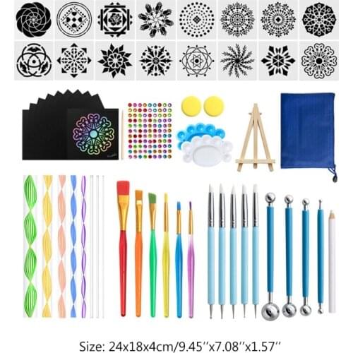 Brand New 58pcs Mandala Dotting Tools with Cardboard Paint Tray Stencil Template for Painting Rock Stone Drawing Art Supplies