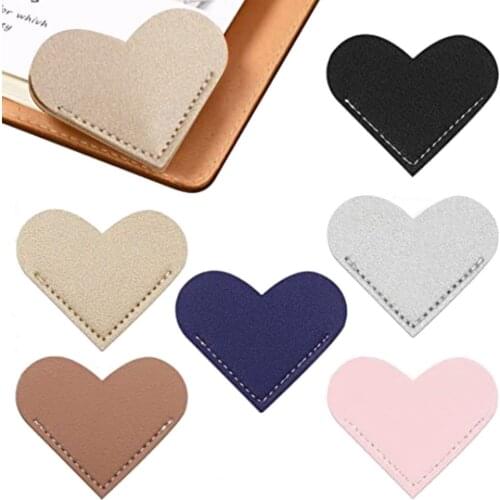 6 Pcs/Set Handmade forBookmark PU Leather Heart Shaped Page Corner Magazine Book Mark Office School Supplies