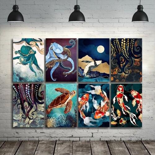 Jellyfish Print Canvas Painting The Underwater World Wall Home Decor Poster Nordic Posters And Prints Blue Ocean Wall Pictures