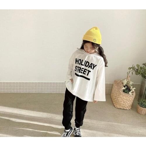 9230 Children Clothing Set Autumn New 2021 Exotic Letter Sportswear Boys Suit Long Sleeve Girl Two Piece Clothes T Shirt+Pant