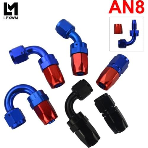 LPXWM- AN8 Oil Fuel Swivel Hose Anoized Aluminum Straight Elbow 45 90 180 Degree Hose End Oil Fuel Reusable Fitting