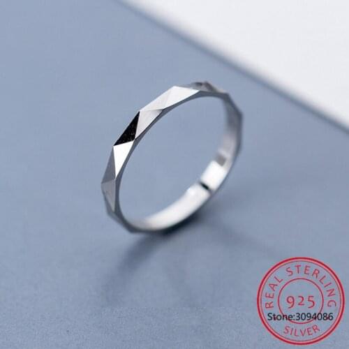 Real 925 Sterling Silver Minimalist Fashion Triangle Plane Finger Rings For Women Wedding Party S925 Jewelry DA1297